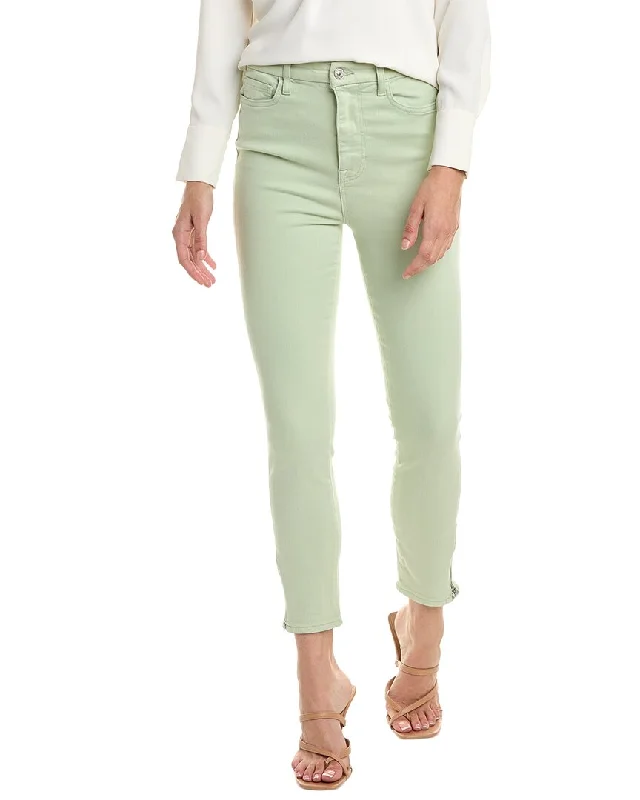 7 For All Mankind Sea Foam Ultra High-Rise Skinny Ankle Jean Polished Women's Silk