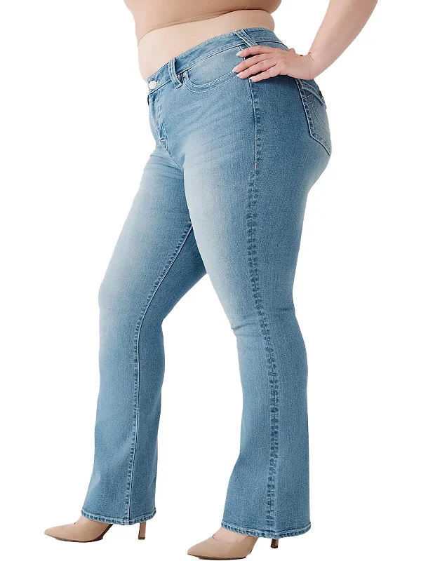 Becca Womens Mid-Rise Light Wash Bootcut Jeans Edgy Women's Punk
