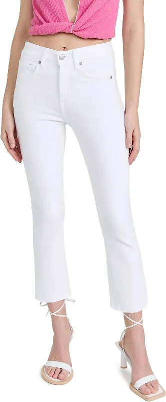 Carly Kick Flare Raw Hem Jeans In White Australian Beach