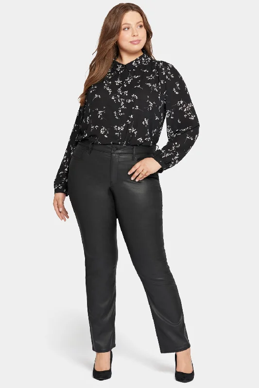 Coated Marilyn Straight Jeans In Plus Size - Black Coated Monochromatic All - in - one