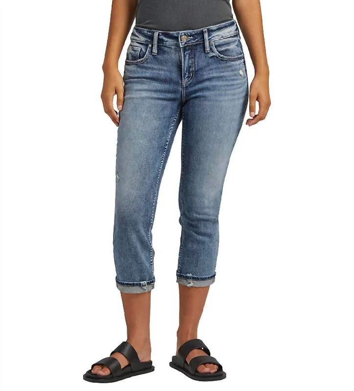 Elyse Mid Rise Capri Jean In Indigo