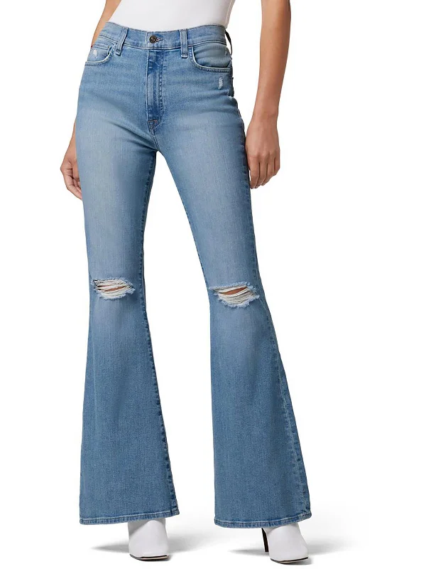 Heidi Womens High Rise Destroyed Flare Jeans Cool Women's Skate