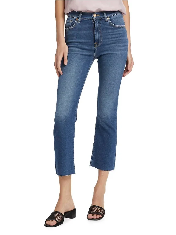 High-Waisted Slim Kick Jeans In Blue Print Modern Women's 