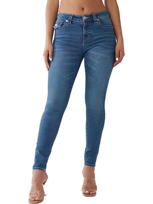 Jennie Curvy Womens Mid-Rise Medium Wash Skinny Jeans Laid - back Women's Style