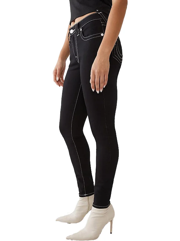 Jennie Curvy Womens Mid-Rise Stretch Skinny Jeans Dynamic Women's Moto