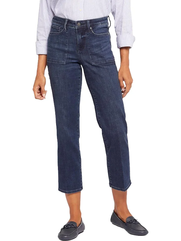 Piper Womens Dark Wash Relaxed Ankle Jeans French