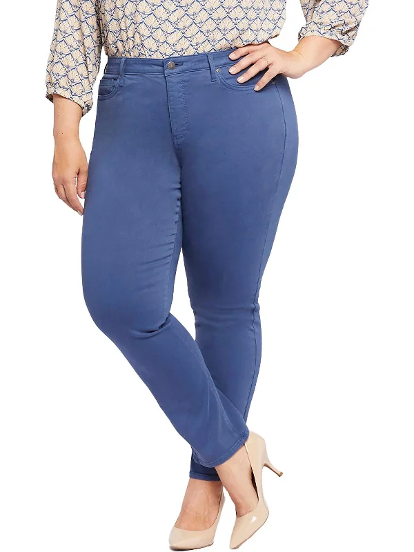 Plus Sheri Slim Womens Mid-Rise Stretch Straight Leg Jeans Contemporary 