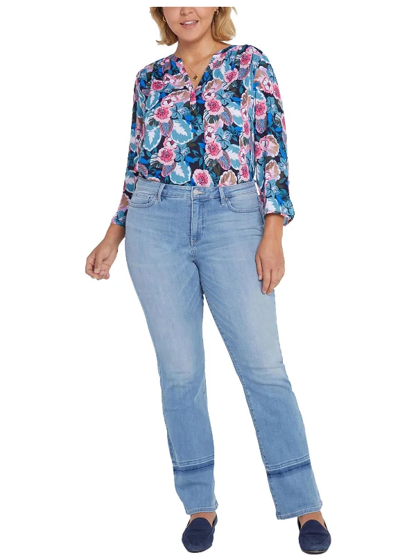 Plus Womens High Rise Light Wash Bootcut Jeans Hip Women's Urban