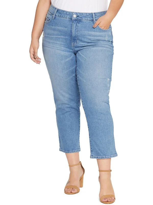 Plus Womens High Rise Light Wash Straight Leg Jeans Dapper Women's 1920S