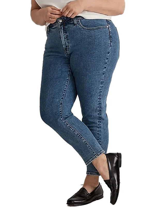 Plus Womens Mid-Rise Perfect Vintage Skinny Jeans Preppy Women's College