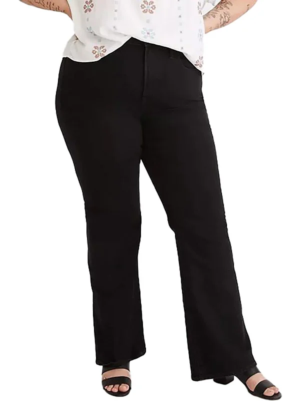 Plus Womens Mid-Rise Stretch Flare Jeans Trendy Women's 