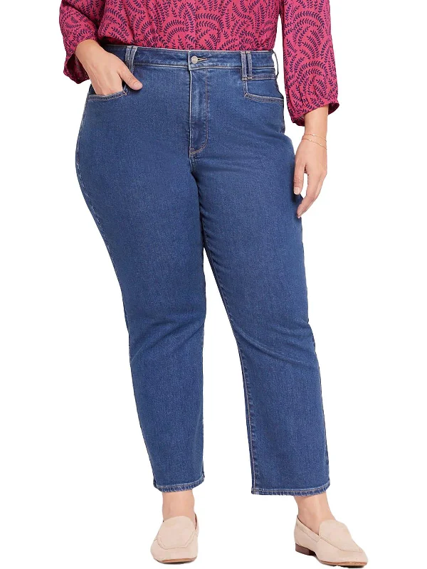 Plus Womens Relaxed Ankle Straight Leg Jeans Confident Women's Power