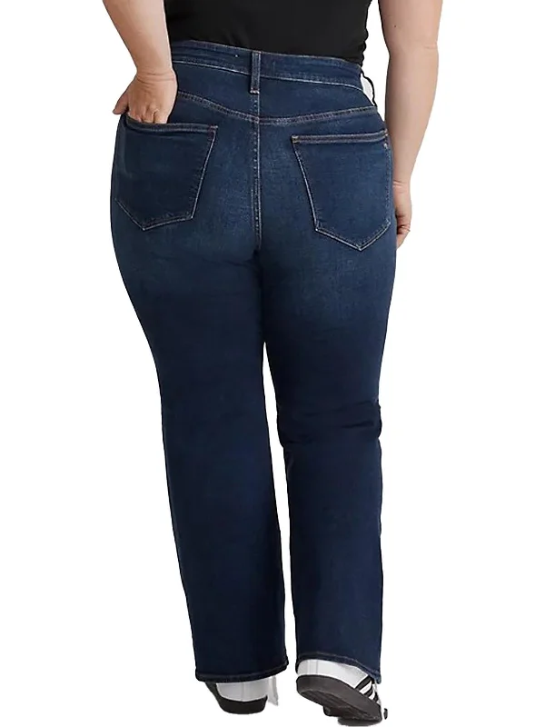 Plus Womens Skinny Dark Wash Flare Jeans