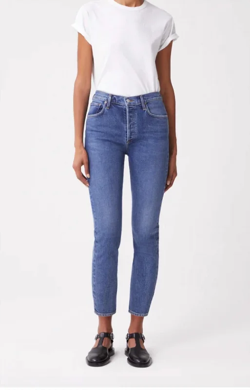 Riley High Rise Straight Crop Jean In Transfer Cool Women's Distressed