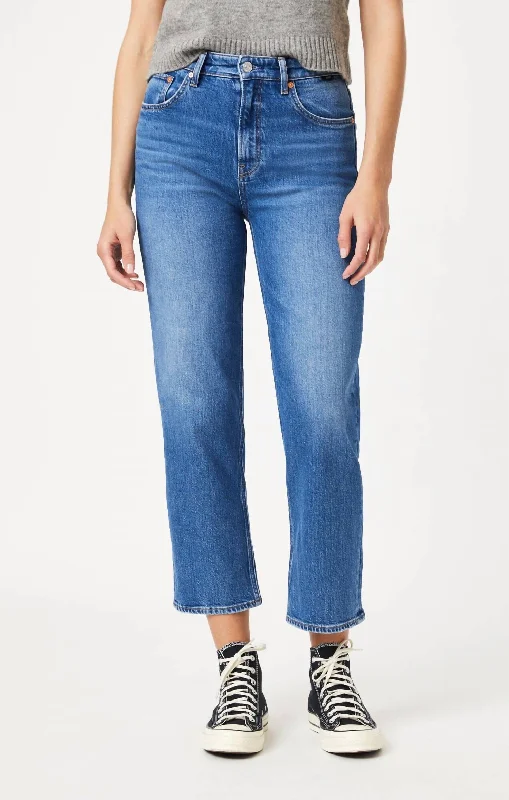 Savannah Mid Brushed Straight Leg Jean In Blue Bold Women's Statement