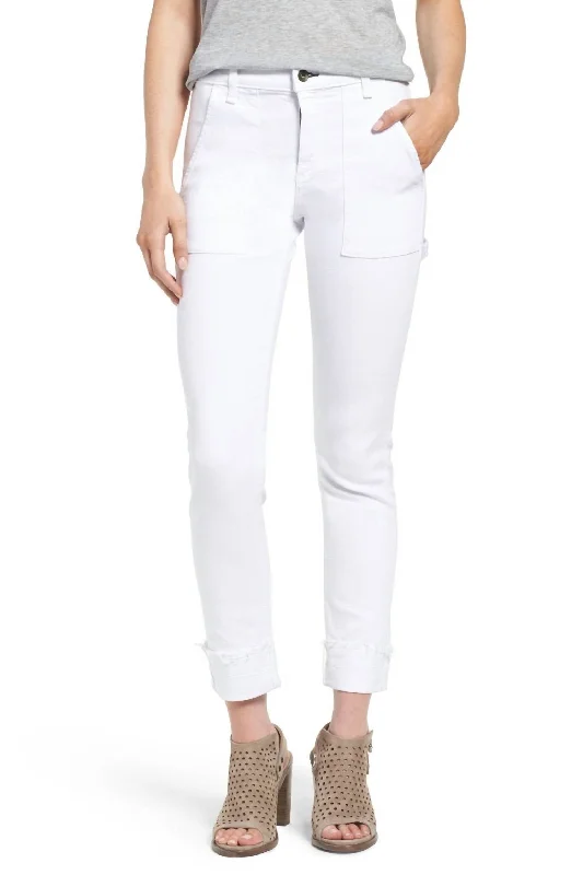 Women Dre Carpenter Skinny Jeans In Aged Bright White Artistic Women's Hand - painted