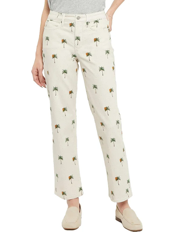 Womens Ankle Relaxed Straight Leg Jeans Gym
