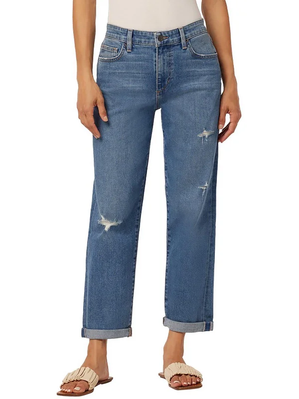 Womens Boyfriend Destroyed Cropped Jeans Stylish Women's Tropical 
