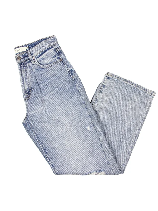 Womens High Rise Distressed Straight Leg Jeans Dapper Women's 1920S