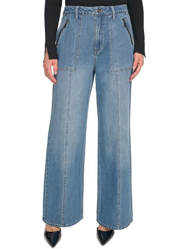 Womens High Rise Pintuck Wide Leg Jeans Casual Women's Japanese 