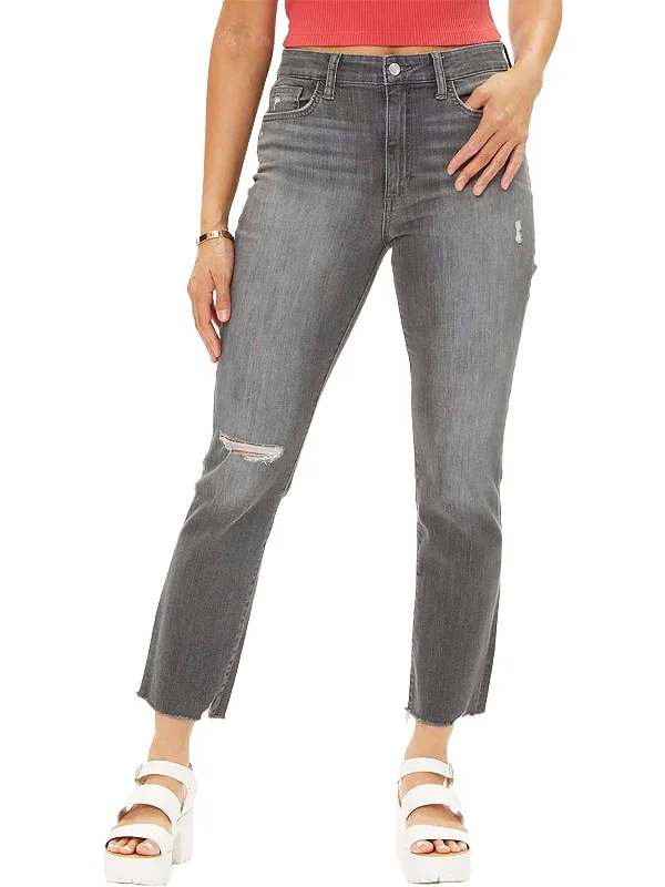 Womens Straight Leg Distressed Ankle Jeans Practical Women's Multi - 