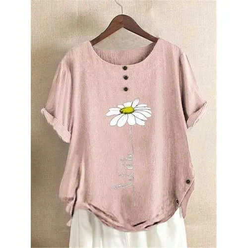 Floral Printed Button T-shirt garde