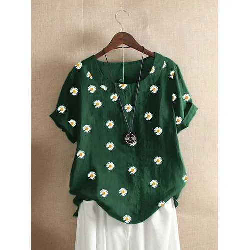 Daisy Floral Print T-shirt Monochromatic All - in - one
