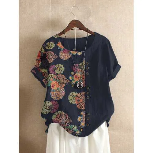 Floral Printed Patchwork T-shirt