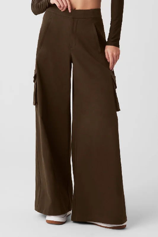 Show Off Cargo Wide Leg Trouser - Espresso British Gentlewoman Style