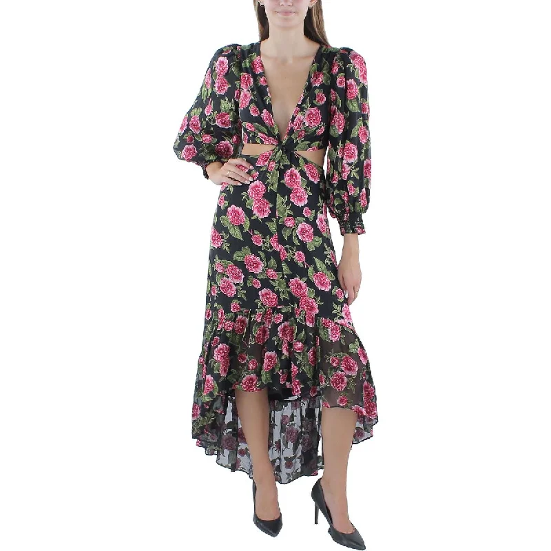 Alice and Olivia Womens Twist Front Floral Print Maxi Dress