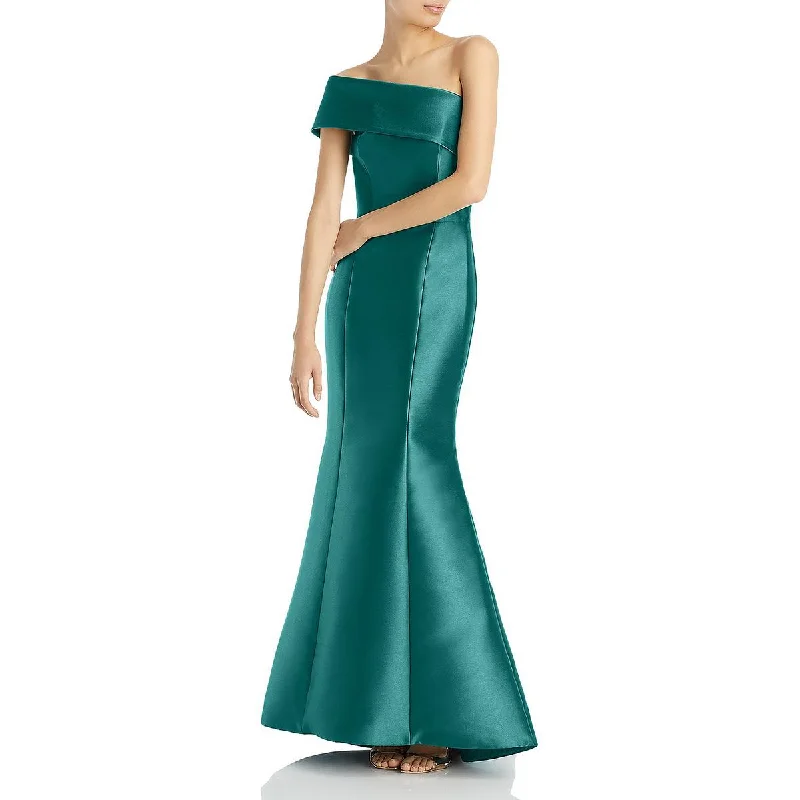 Amsale Womens Satin Maxi Evening Dress