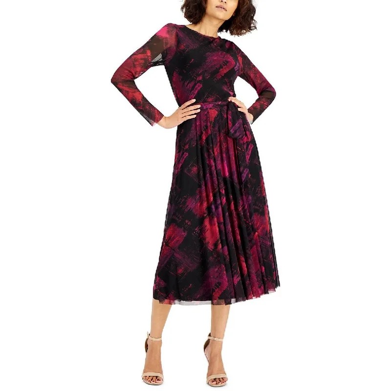 Anne Klein Womens Printed Calf Midi Dress