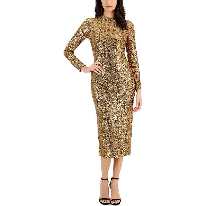 Anne Klein Womens Sequined Party Dress Midi Dress