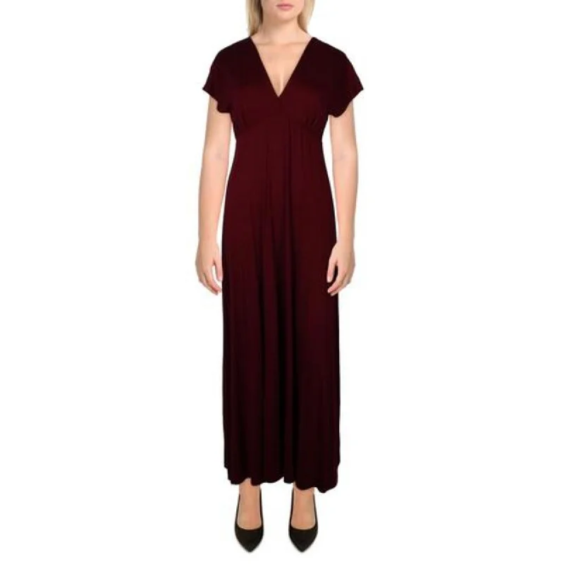 24seven Comfort Apparel Womens Plus Knit Sleeveless Maxi Dress