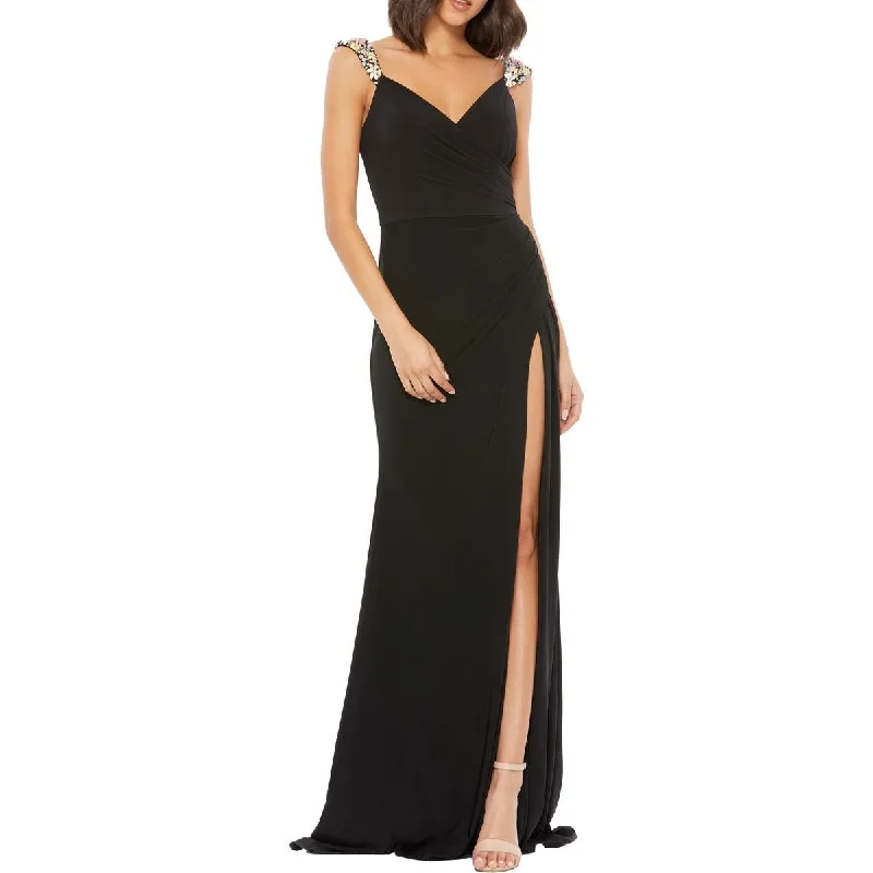 Mac Duggal Womens Embellished Maxi Evening Dress