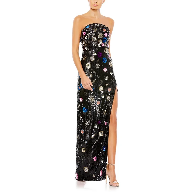 Mac Duggal Womens Embellished Strapless Evening Dress