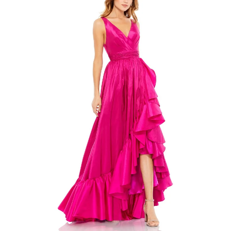 Mac Duggal Womens Taffeta Ruffled Evening Dress