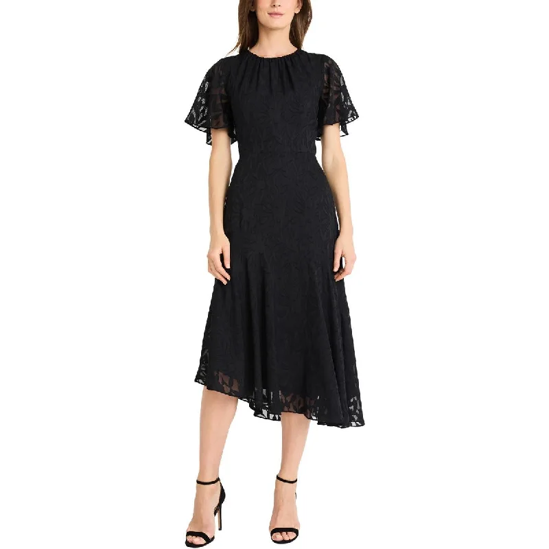 Maggy London Womens Embroidered Floral Fit & Flare Dress