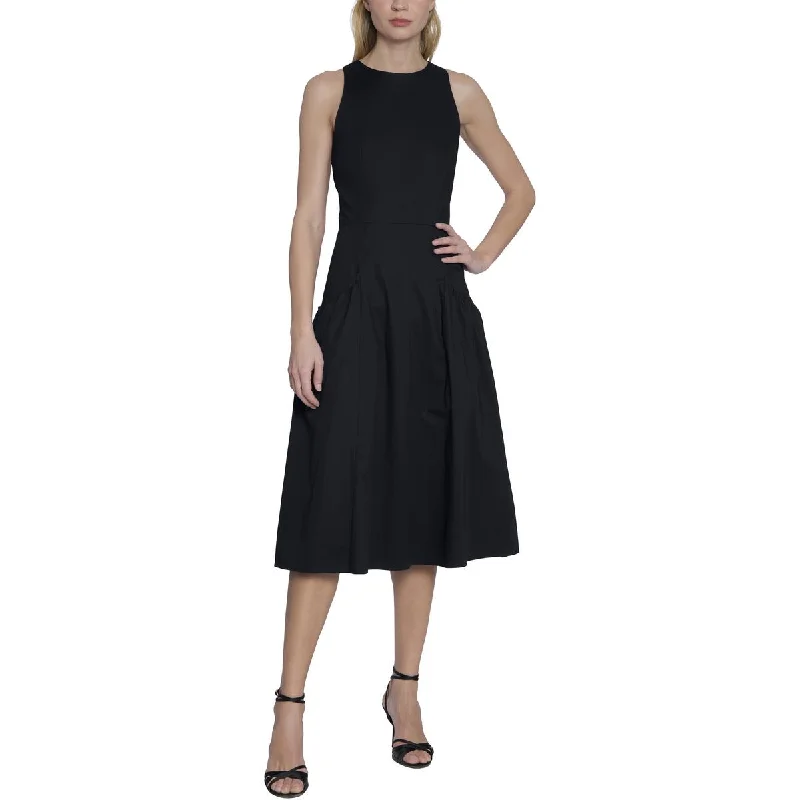 Maggy London Womens Jewel Neck Midi Fit & Flare Dress