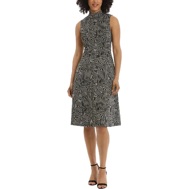 Maggy London Womens Knit Printed Fit & Flare Dress