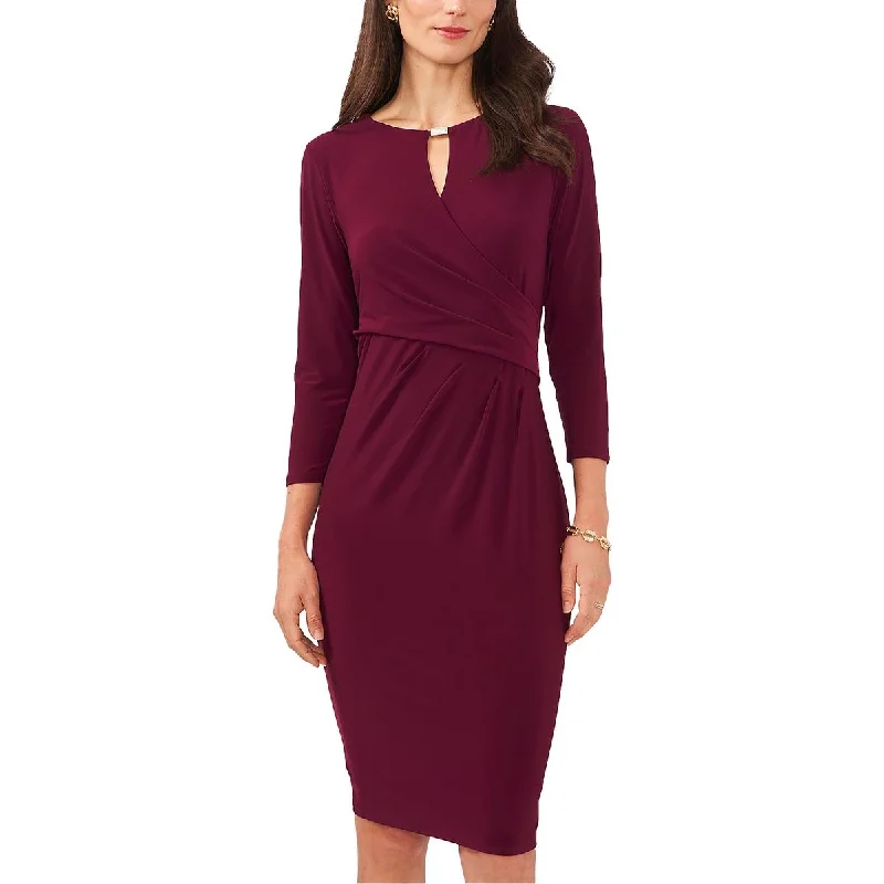 MSK Womens Jersey Faux Wrap Midi Dress Sophisticated Women's 