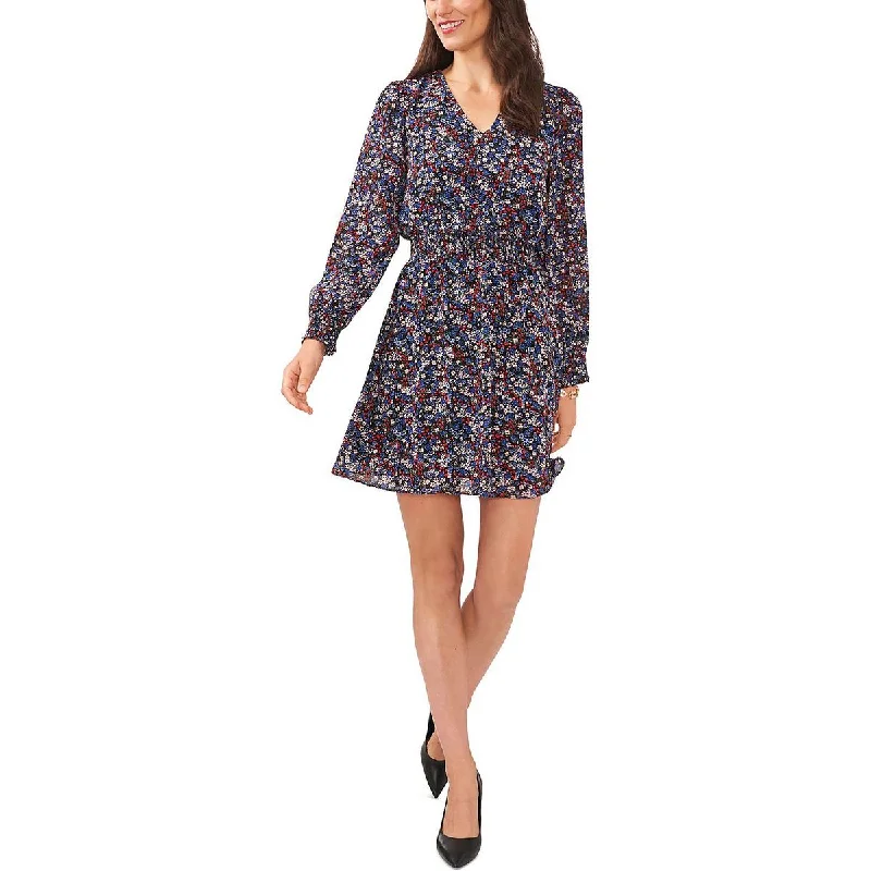 MSK Womens Petites Floral Short Mini Dress