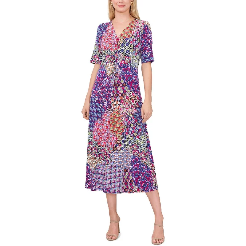 MSK Womens Twist Front Mid-Calf Midi Dress Unique Women's Upcycled