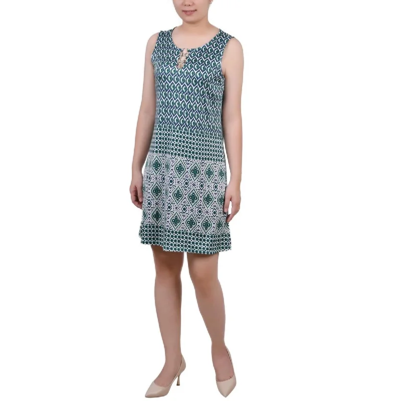 NY Collection Womens Petites Printed Mini Dress