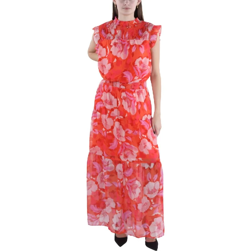 Vince Camuto Womens Plus Floral Smocked Maxi Dress