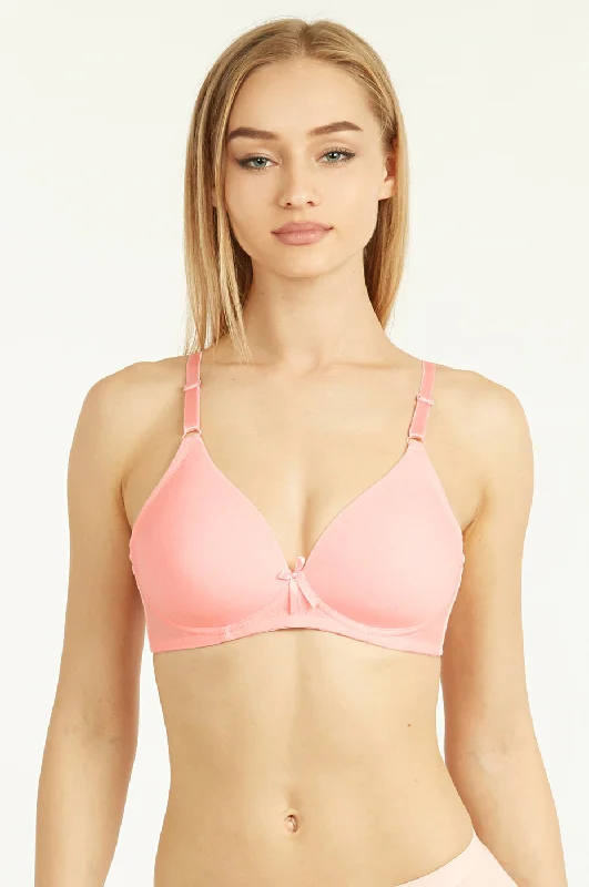 SOFRA LADIES COTTON PLAIN NO WIRE BRA (BR4242PNA) Polished Women's Silk
