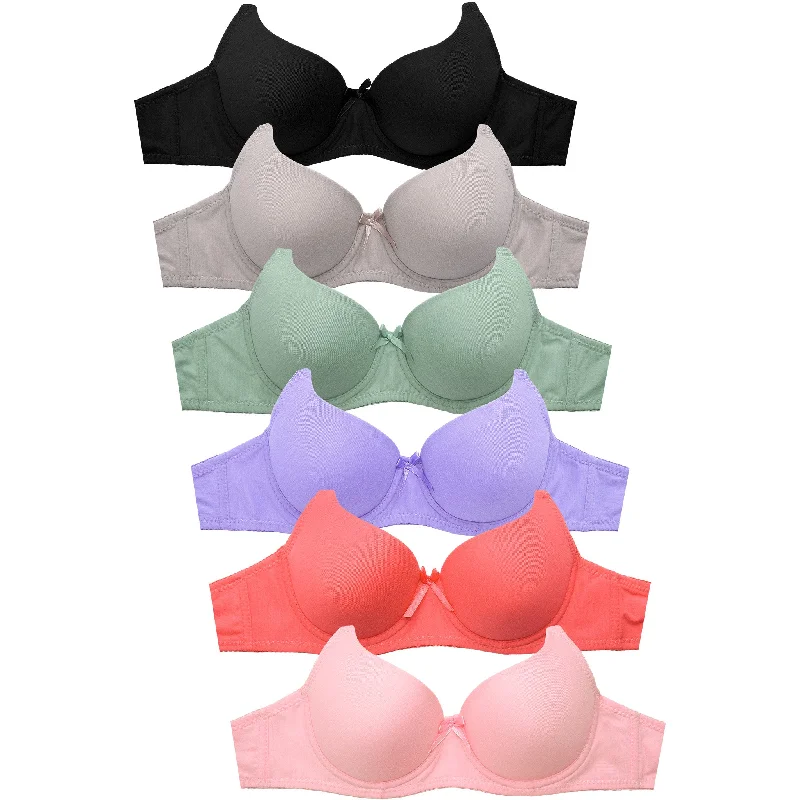 SOFRA LADIES COTTON PLAIN 3 HOOK BRA (BR4307P4)