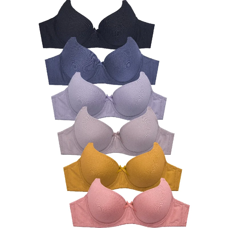 SOFRA LADIES COTTON PLAIN 3 HOOK BRA (BR4307P8)