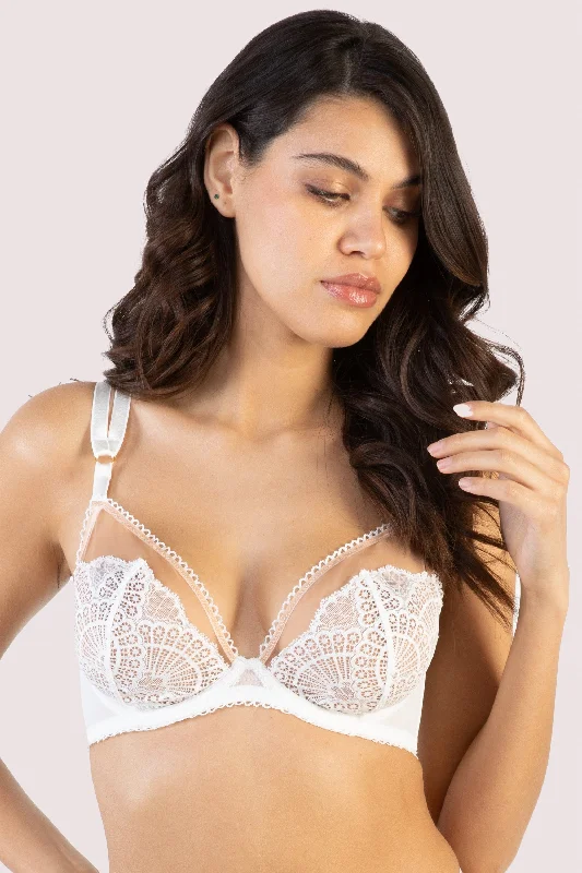 Carmen White Lace Plunge Bra Trendy Women's Oversized
