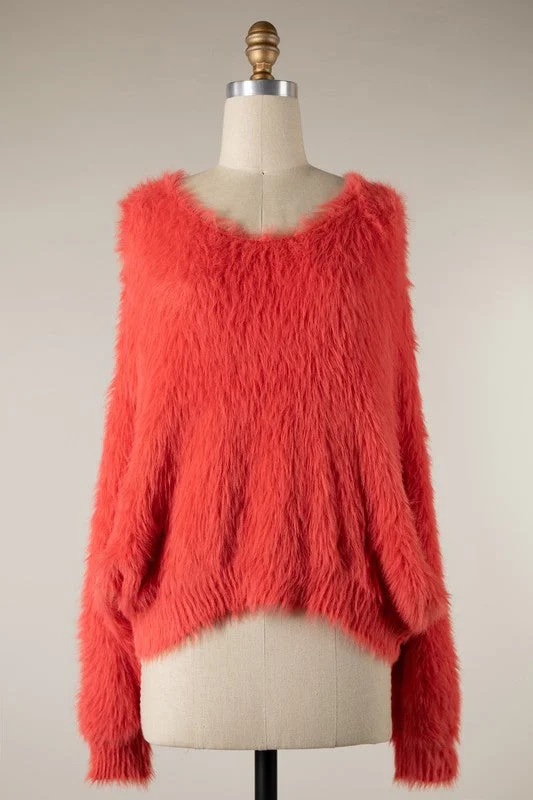 Eyelash Fuzzy Sweater Modern Women's Tech